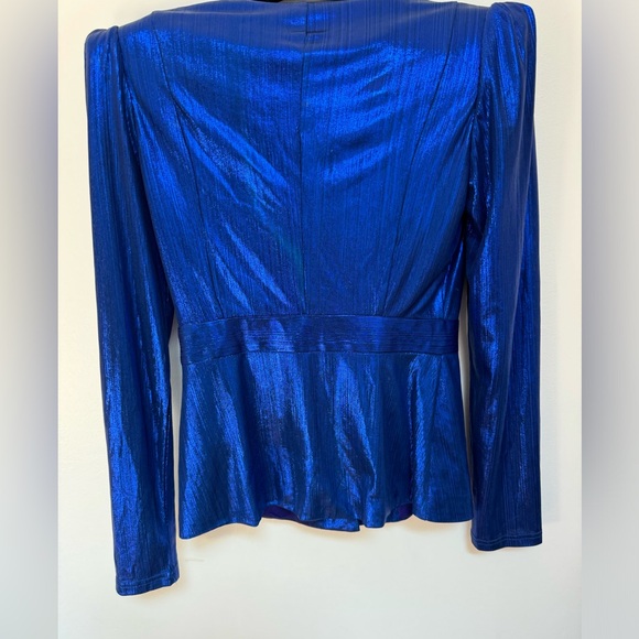 Koko & K London Cobalt Plisse Top with shoulder pads Size 2 - Picture 6 of 9